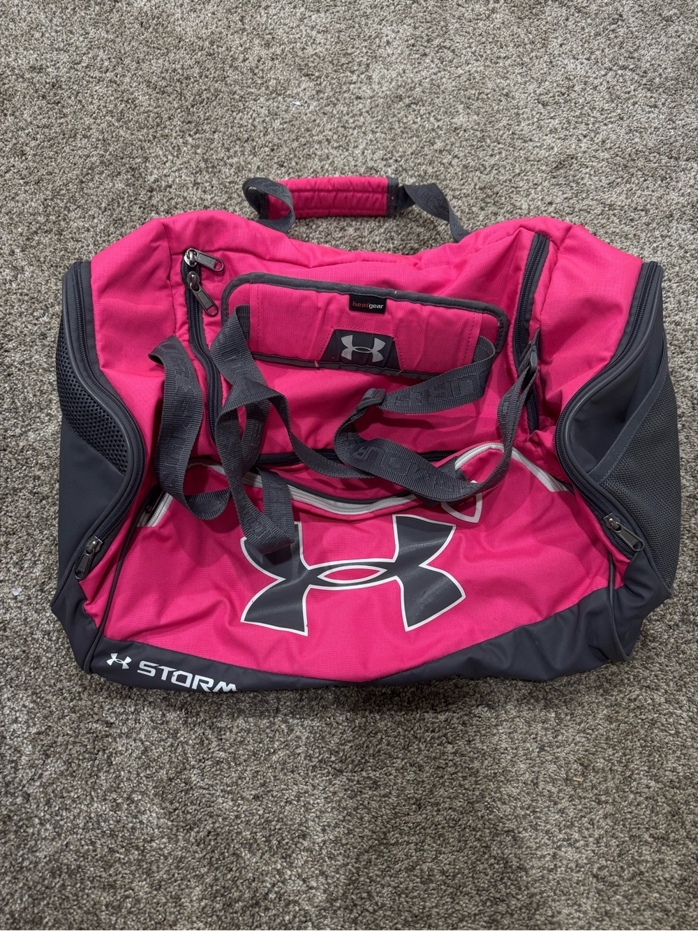 Under Armour Pink and Gray Storm Gear Duffel
